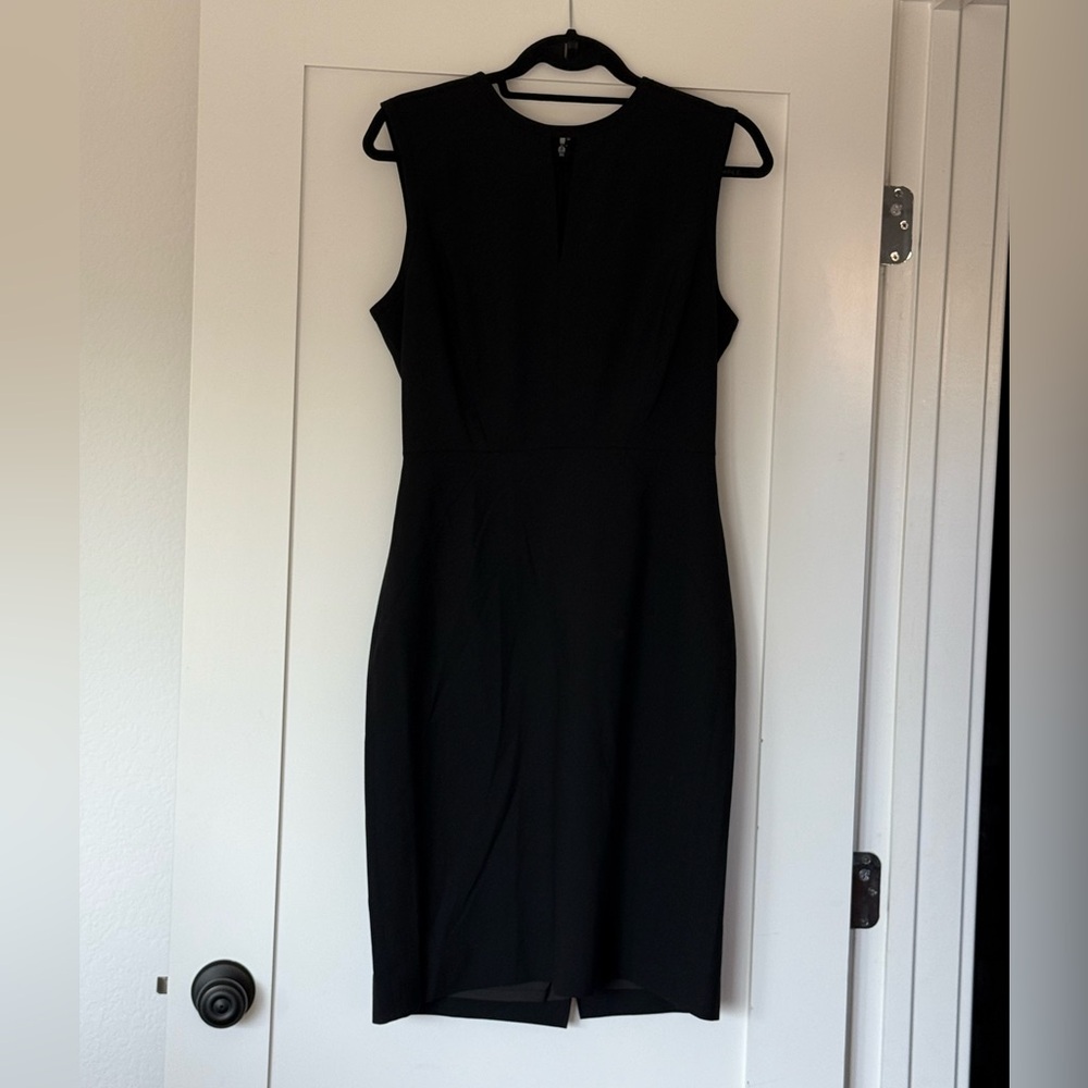 J. Crew Black Sheath Dress Crew Neck with Notched V Detail